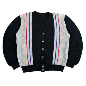 Vintage 60s 70s Mod Paneled Acrylic Sweater Cardigan Retro Size Medium